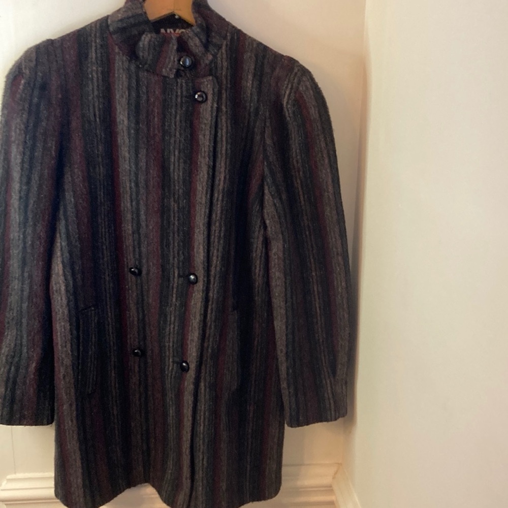 Vintage Striped Wool Coat  NYC  New York City Girl size 7 great condition!